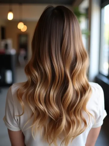 Dimensional blonde balayage waves by a fictional Austin hair colorist